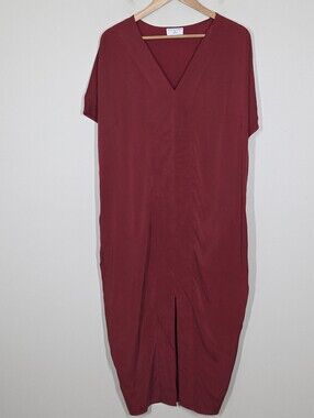 Universal Standard J. Crew Red Midi Dress Minimalist Lagenlook Quiet Luxury M